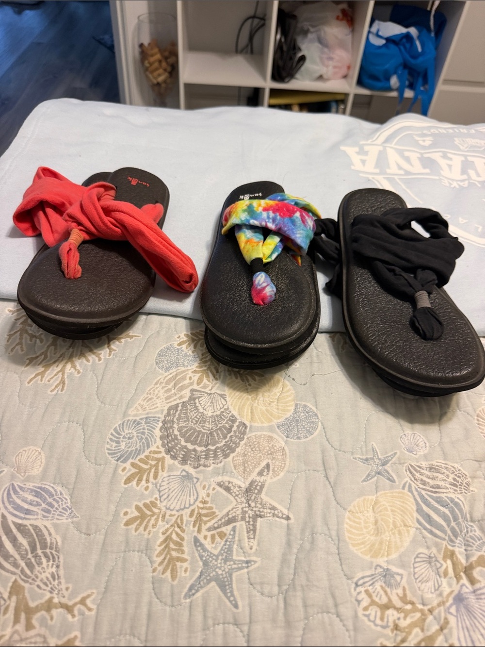 Tie-Dye and Solid Fabric Strap Sandals - Comfortable Slip-On All three for 20.